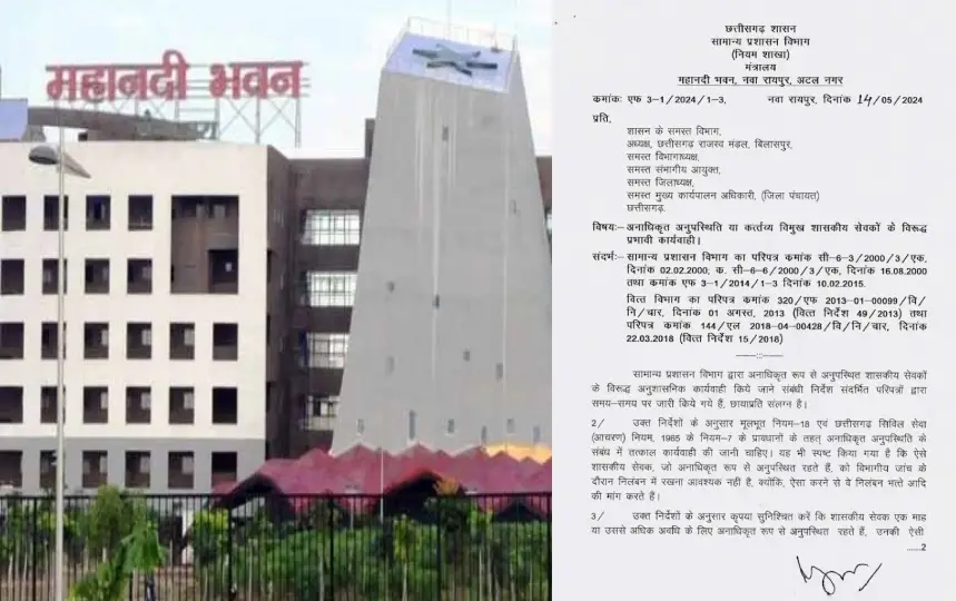 CG : बिना सूचना 1 महीने तक गायब सरकारी कर्मचारी होंगे बर्खास्त